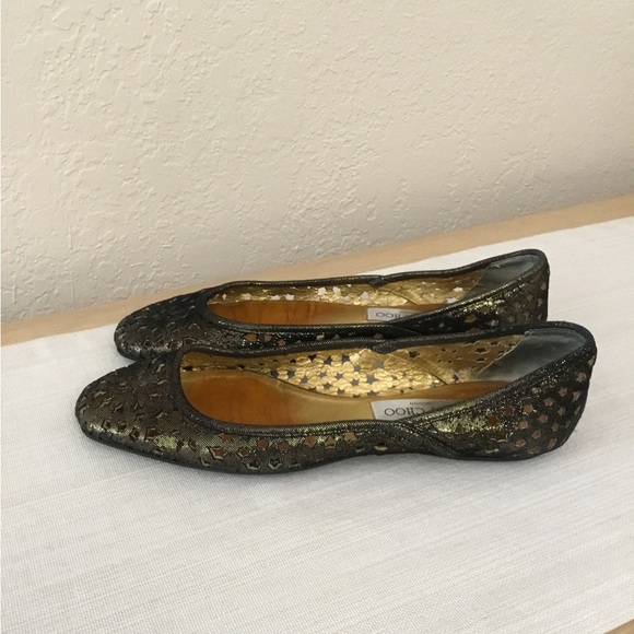 Jimmy Choo Napa Star Gold distress black size 39.5 - Picture 3 of 11